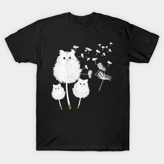 Cat Dandelion Flower Cat Lover Gift T-Shirt by family love forever